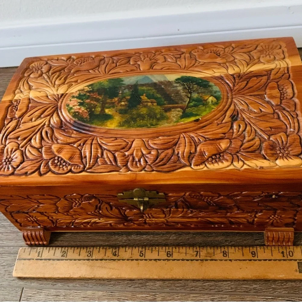 Wooden box with mirror